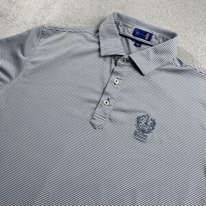 Stitch Polo Golf Shirt Men's Large Blue Stripes Peformance Stretch